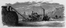 "Mécanique agricole. - Machine à battre, à vapeur, de MM. Ransomes et Sims." 農業用機械 ランサムズ・アンド・シムズ社の蒸気脱穀機