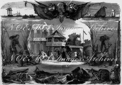Matériel de sauvetage. - La maison des Plongeurs; les Plongeurs; les Canons porte-amarre; Costumes et Appareils de sauvetage. 救済機材 潜水夫センター、潜水夫たち、救命索発射砲、救命着と救命用具