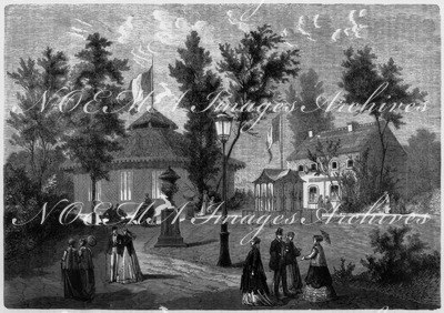 Exposition belge. - Rotonde et maison des ouvriers. ベルギーの展示 円形建物と労働者用住宅
