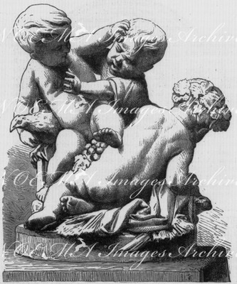 "Groupe en bronze, d'après une terre cuite de Pigalle. - M. Beurdeley, exposant, des 4e, 14e et 15e classe, n°74" ブルドレ社出展のピガルのテラコッタによるブロンズ群像、第4、14、15組74番