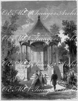 "Kiosque à bois découpe, de M. J. Millet." J・ミレ氏の木工細工のあずま屋