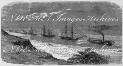 Panorama de l'Isthme de Suez : Toueur allant de la Méditerranée à la Mer Rouge. スエス地峡のパノラマ：地中海から紅海へ行く引き船