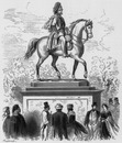"Le roi de prusse.- Statue de M. Drake, professeur de sculpture à Berlin." 「プロシャ王」、ベルリンの彫刻家Drake教授による彫像