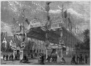 Porte d'entrée du pont d'Iéna et avenue centrale avec velum.イエナ橋入り口の門と天幕のかかった中央通り