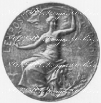 La frappe de notre médaille.Avers.1900年博 わが国のメダル鋳造 表