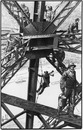 La peinture de la tour Eiffel.- A 250 mètres de hauteur.1900年博 エッフェル塔の塗装 － 地上250メートルの作業