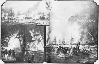 La marine française pendant le XIXe siècle.Combat d'Algesiras (1801).La flotte française force l'entrée du Tage (1831).Bataille de Navarin (1827).1900年博 19世紀のフランス海軍 アルジェジラスの闘い（1801年） ターホ河へ突入するフランス海軍（1831年） ナヴァリノの海戦（1827年）